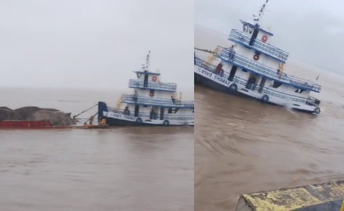 balsa bate no porto