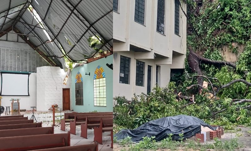 Árvore cai e destrói igreja