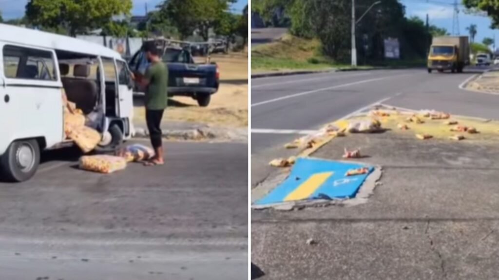 Kombi lotado de farinha