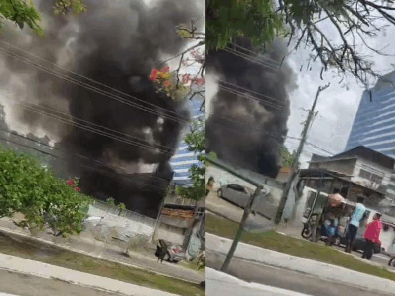 Incêndio de grandes proporções atinge terreno abandonado